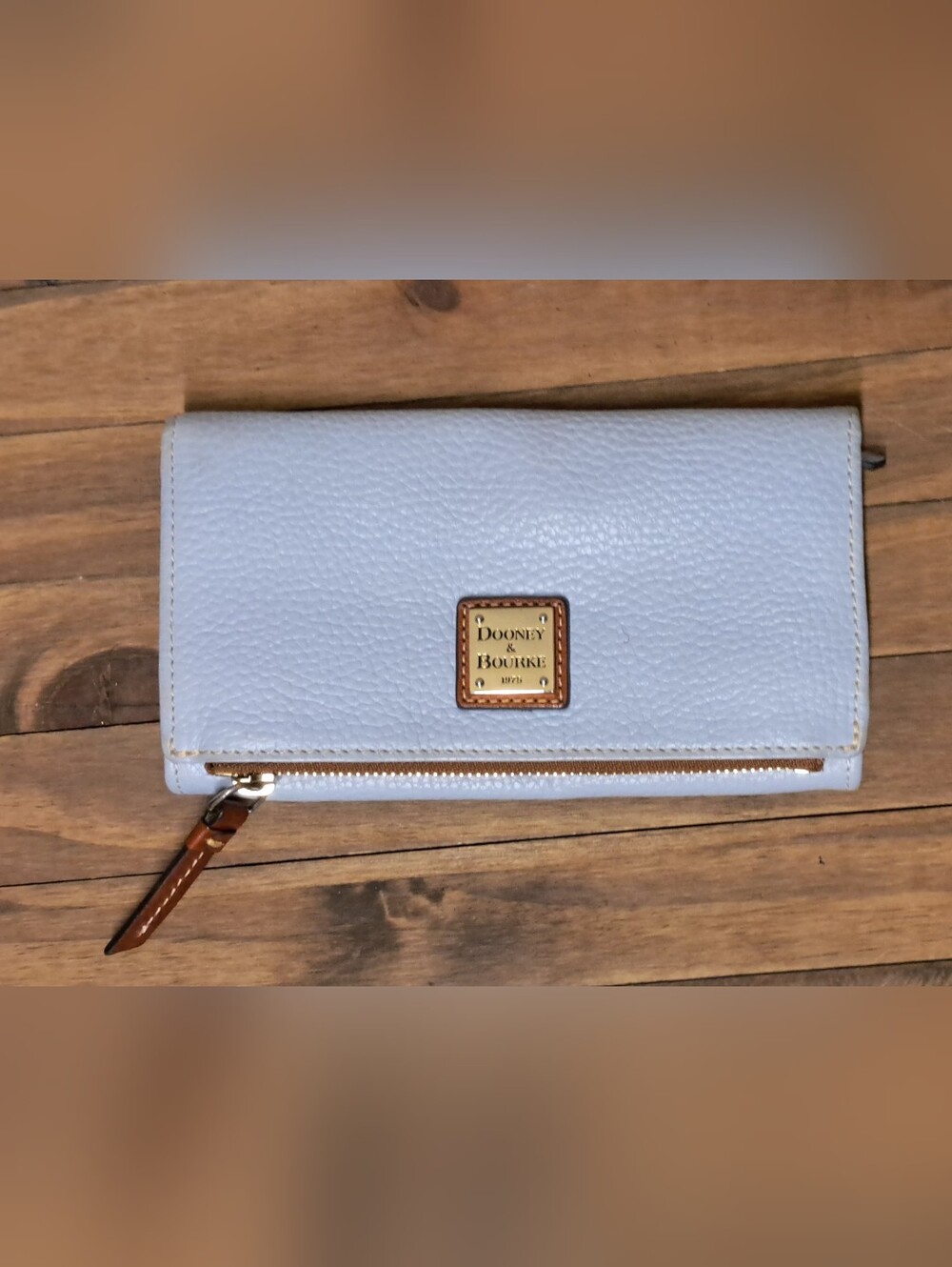 Dooney & Bourke Pebble Grain Folded Zip Wristlet Wallet - Glacier Blue - Picture 9 of 11